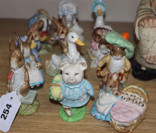 Twelve Beatrix Potter bunnykins figures